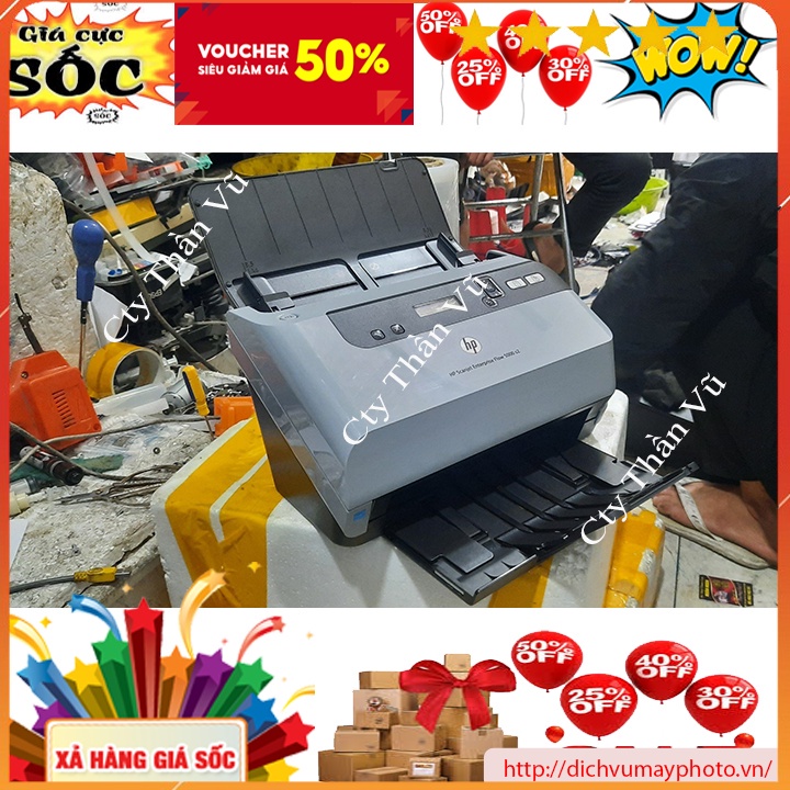 Máy scan 2 mặt tự động HP 5000S2 cũ đẹp hàng like new tốc độ cao cơ khỏe nguyên tem INECO