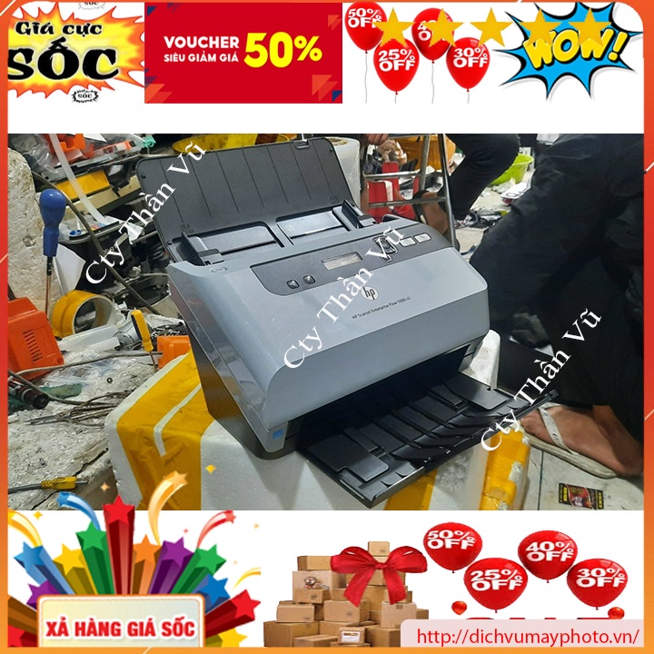 Máy scan 2 mặt tự động HP 5000S2 cũ đẹp hàng like new tốc độ cao cơ khỏe nguyên tem INECO