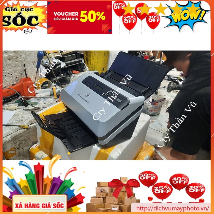 Máy scan 2 mặt tự động HP 5000S2 cũ đẹp hàng like new tốc độ cao cơ khỏe nguyên tem INECO