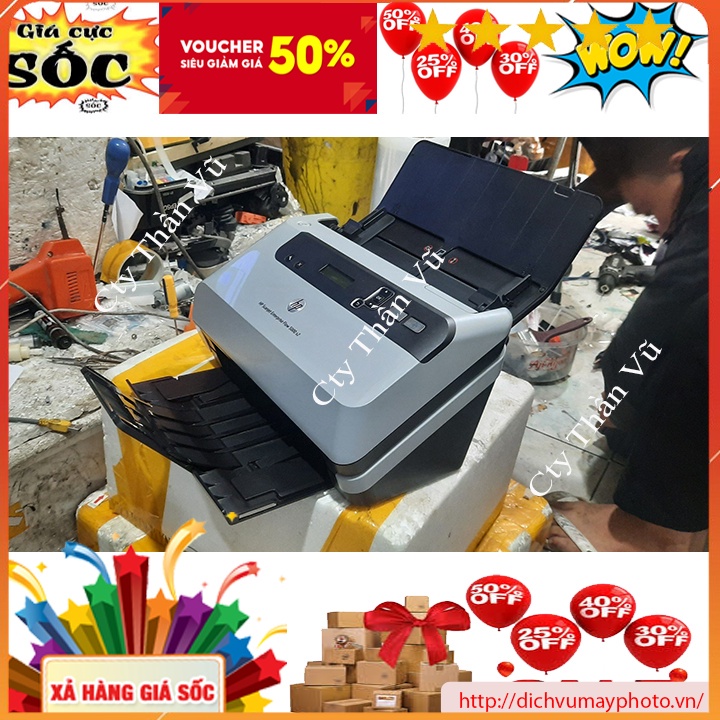 Máy scan 2 mặt tự động HP 5000S2 cũ đẹp hàng like new tốc độ cao cơ khỏe nguyên tem INECO