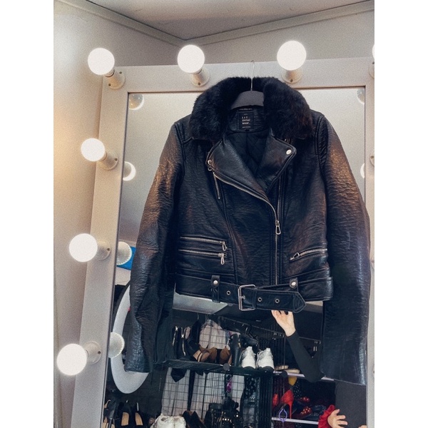 Áo khoác da trần bông ZR/Xs/Cổ lông siêu phẩm