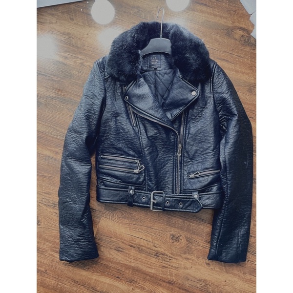 Áo khoác da trần bông ZR/Xs/Cổ lông siêu phẩm
