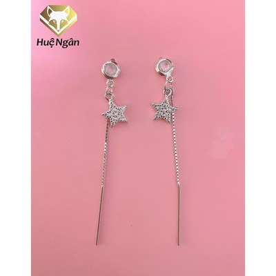 Bông tai bạc Ý 925 Huệ Ngân - Ngôi sao may mắn dáng dài RYE141054