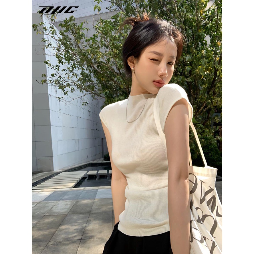 Áo thun BJHG WAVW tay ngắn cổ cao dáng ôm thời trang xuân hè hàng mới dành cho bạn nữ