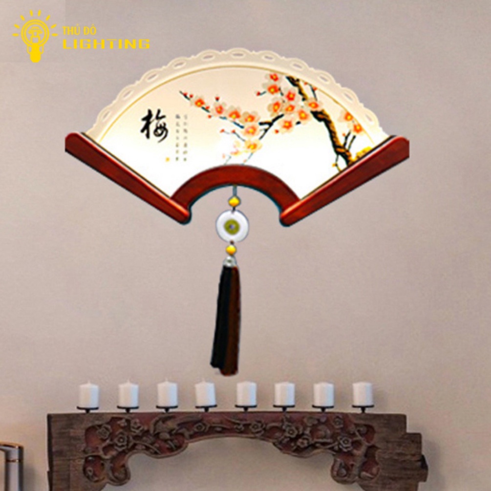 Đèn Tường Led Trang Trí THỦ ĐÔ LIGHTING Hình Quạt Họa Tiết Hoa Đào Ánh Sáng Led Vàng Công Suất 8W-12W