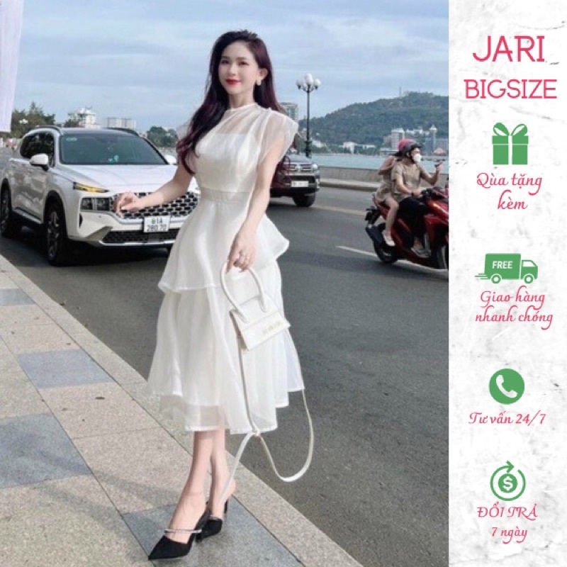 Váy voan dự tiệc vai đính hạt ngọc thanh lịch dễ thương JARI