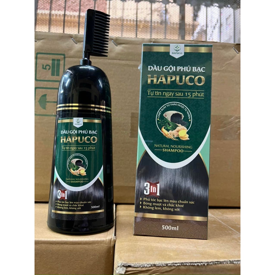 DẦu gội phủ bạc Hapuco 500ml MÀU ĐEN (Mẫu mới Pucoliza)