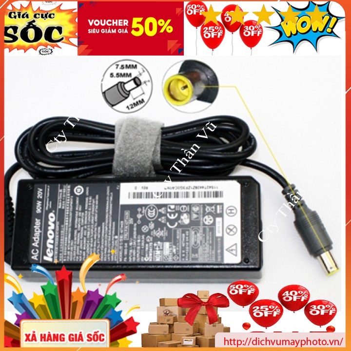 Sạc laptop Lenovo. 20V-3.25A/65W (chân to tròn) hàng tốt bảo hành 12 tháng INECO