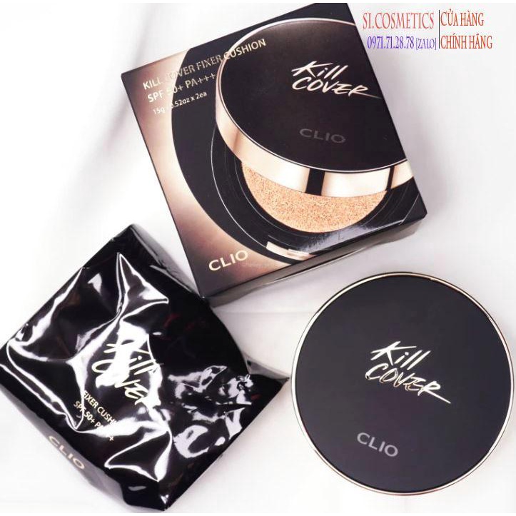 Phấn nước Clio Kill Cover Founwear Cushion All New / Kill Cover Fixer Cushion / Cica Serum Cushion ( 1 hộp kèm 1 lõi )