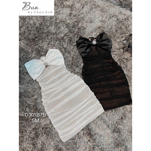 Đầm body lưới đầm phối nơ ngực hở lưng dáng ôm ngắn sexy tôn dáng ,hàng chuẩn