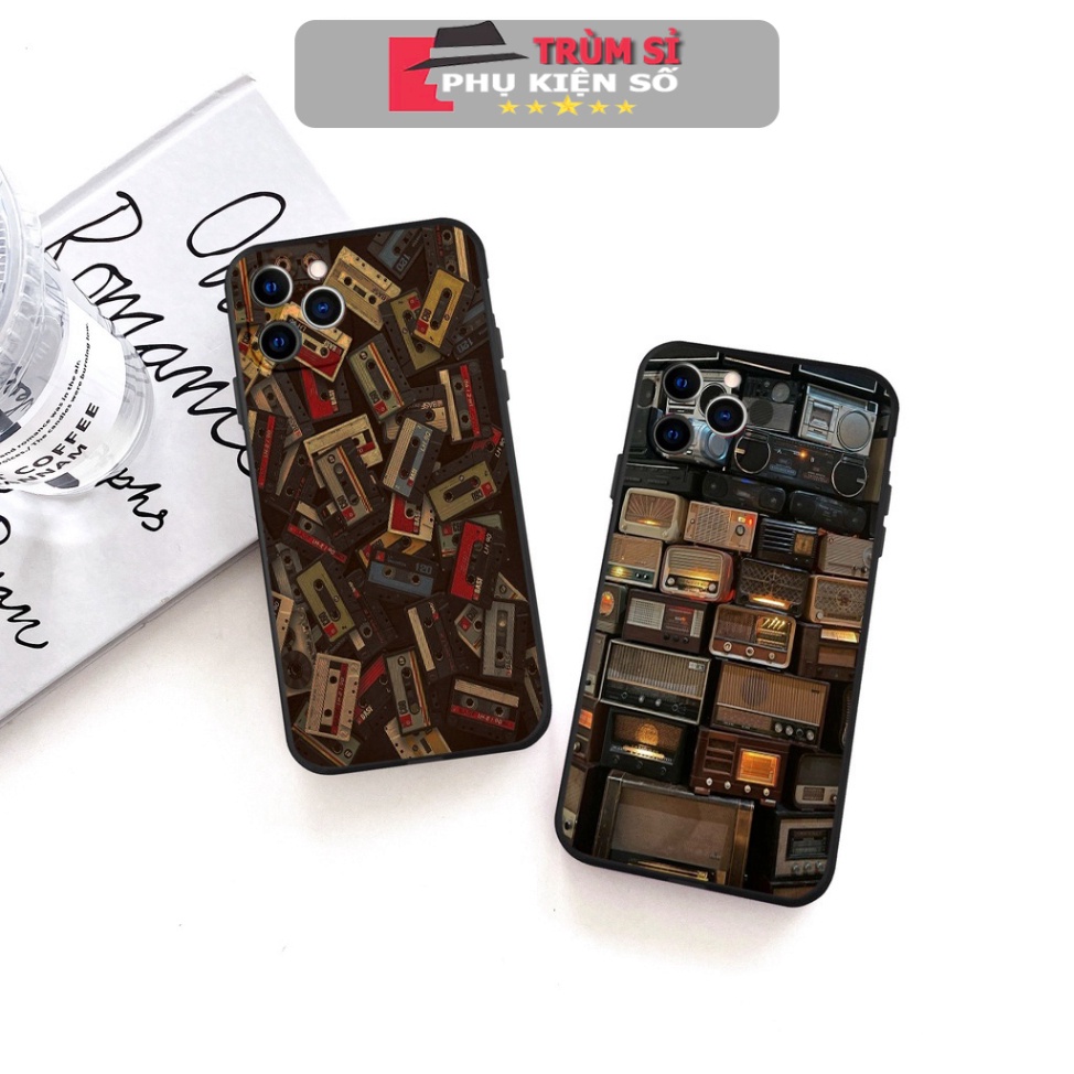 Ốp chống sốc iphone retro đài băng cát sét bảo vệ camera cho ip 6/6s/7/8/X/XS/11/12/13/14 Pro Plus Max e4105 TSPKS30
