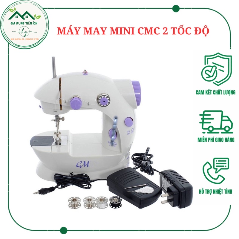 Máy may đa năng - Máy khâu mini gia đình nhỏ gọn tiện lợi CMD 2 tốc độ, có đèn LED