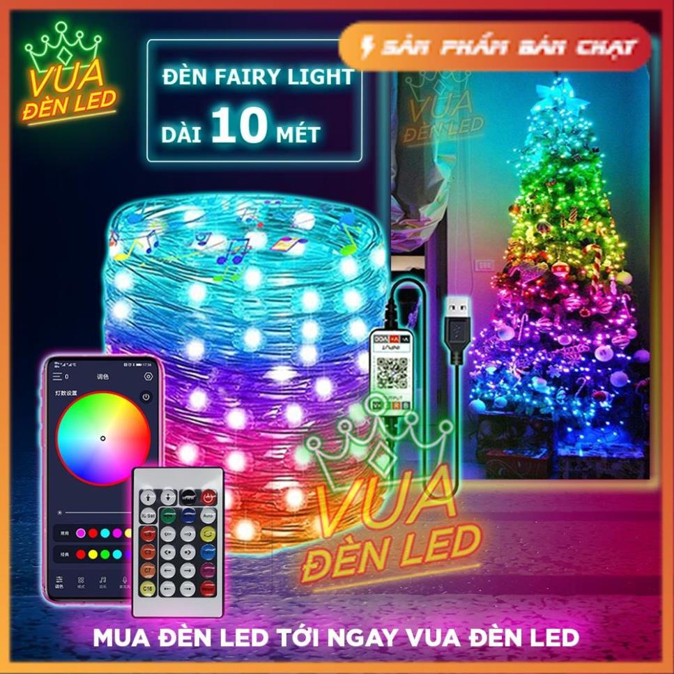 Đèn Fairy Light 16 triệu màu điều khiển APP điện thoại, dây led nháy đuổi decor phòng, trang trí tết, noel