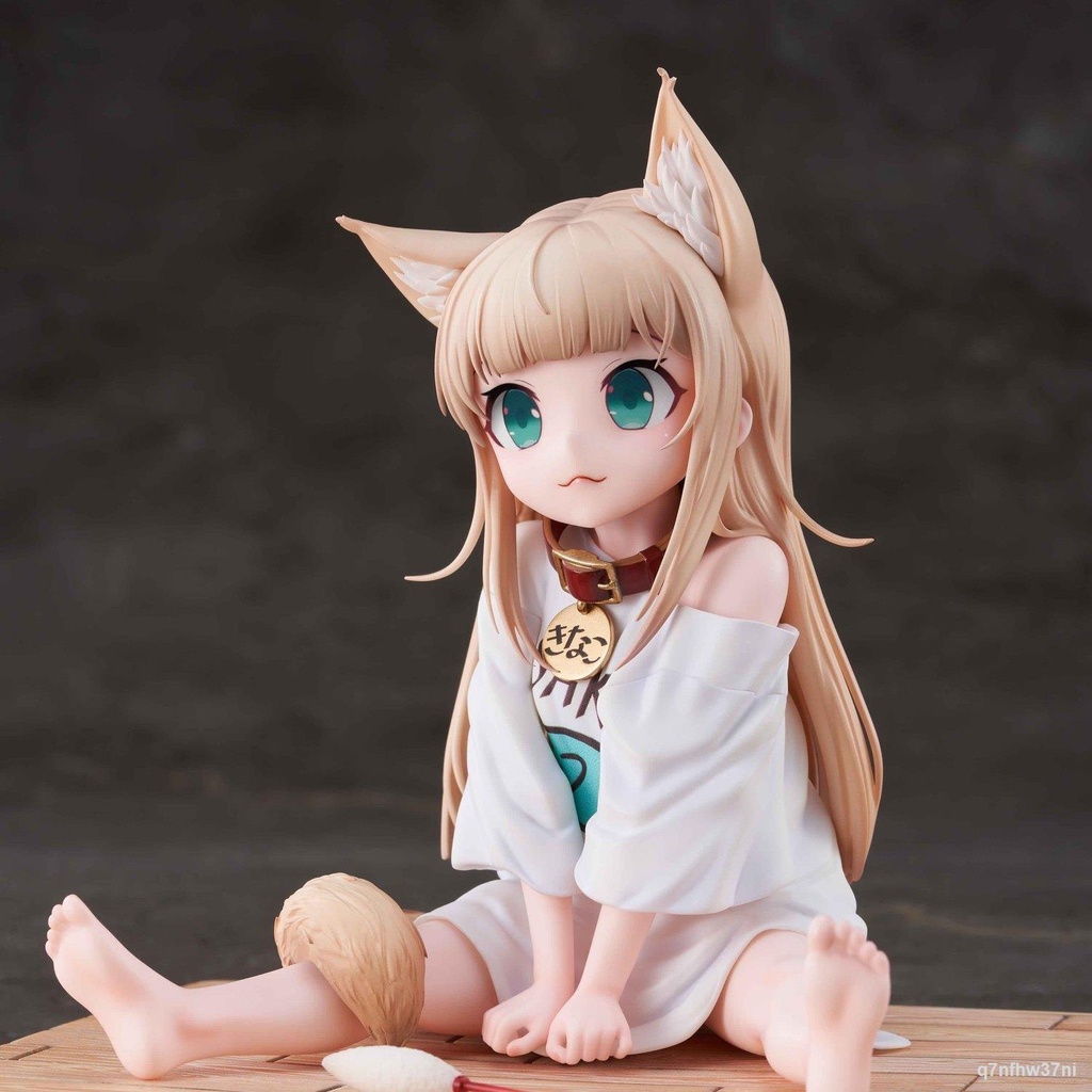 Tư thế ngồi cô gái xinh đẹp bột đậu nành Ngồi ăn cá Cô ​​gái mèo bằng tay mô hình anime vẻ đẹp máy tính để bàn trang trí