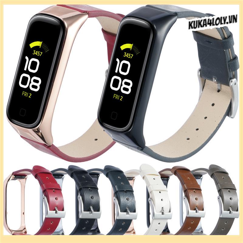Phù Hợp Dây Đeo Bằng Da Có Khóa Inox Cho Đồng Hồ Thông Minh Samsung Galaxy fit2 SM-R220 Samsung fit2 0330