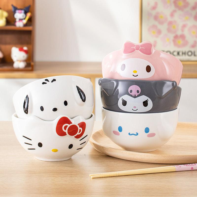 SANRIO Bộ Bát Đĩa Sứ Hình Hello Kitty Dễ Thương