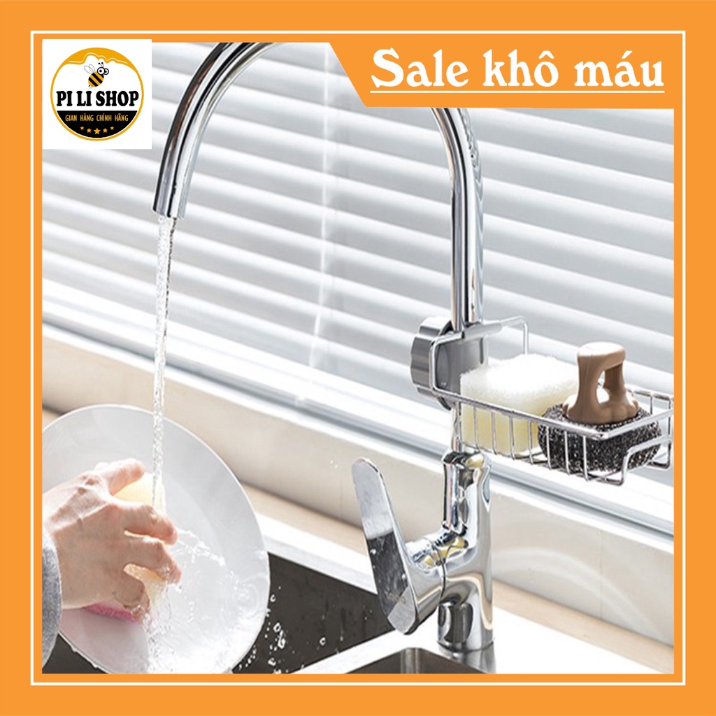 Khay rổ inox treo vòi nước bồn rửa chén đựng miếng rửa chén, xà bông, treo nhà tắm, chậu rửa bát, Giỏ treo để đồ đa năng