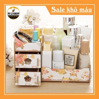 Kệ đựng mỹ phẩm bằng gỗ,Kệ gỗ xếp, kệ đựng đồ trang điểm, kệ để trang sức