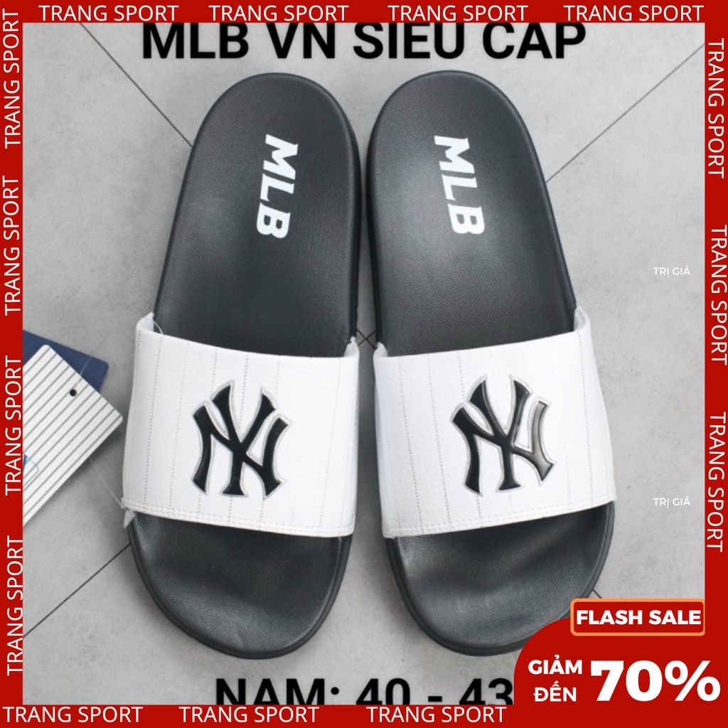 Dép 𝐌𝐋𝐁 quai ngang màu đen trắng basic Fullbox