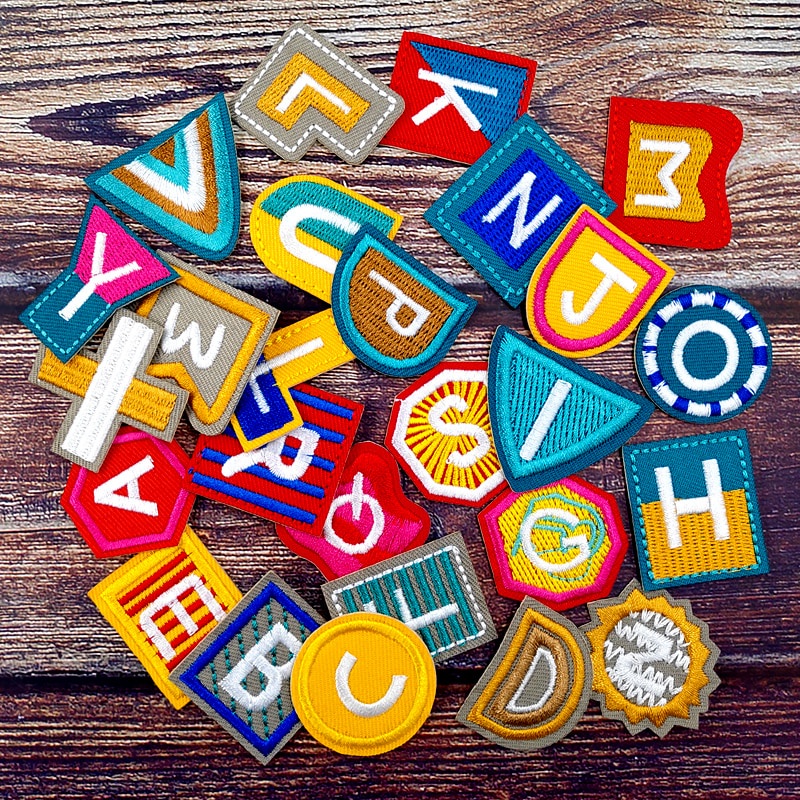 Sticker ủi nhiệt thêu hình logo chữ cái A-Z độc đáo lạ dễ thương cute- Patch ủi quần áo balo H67