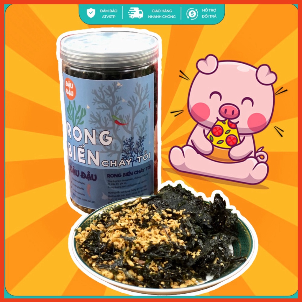 Rong biển cháy tỏi ăn vặt nhà Đậu Đậu hộp 200g AVDD
