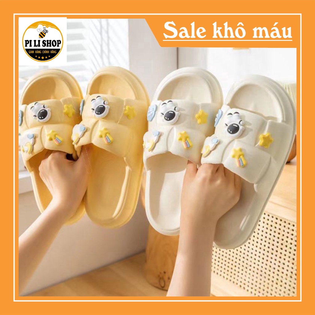 Dép Quai Ngang Nữ Gắn Stick Phi Hành Gia đế bánh mì,dép nữ đế bánh mì gắn sticker phi hành gia mềm mại, mịn màng