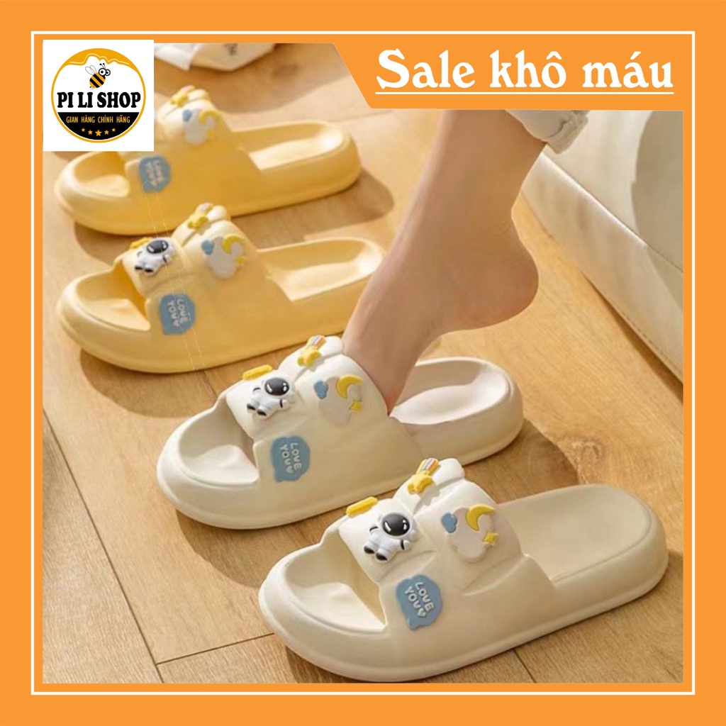 Dép Quai Ngang Nữ Gắn Stick Phi Hành Gia đế bánh mì,dép nữ đế bánh mì gắn sticker phi hành gia mềm mại, mịn màng