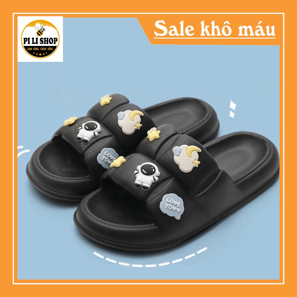 Dép Quai Ngang Nữ Gắn Stick Phi Hành Gia đế bánh mì,dép nữ đế bánh mì gắn sticker phi hành gia mềm mại, mịn màng