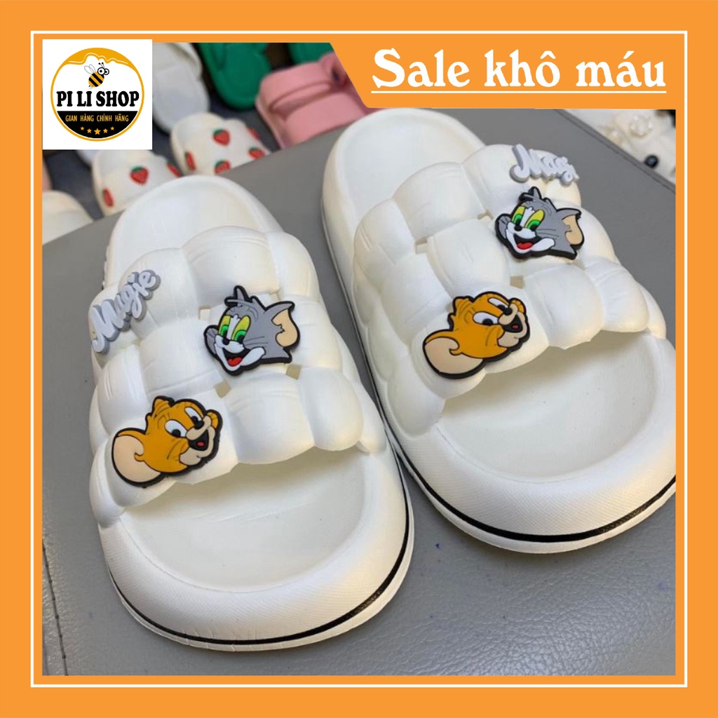 Dép Quai Ngang Nữ Gắn Stick Phi Hành Gia đế bánh mì,dép nữ đế bánh mì gắn sticker phi hành gia mềm mại, mịn màng