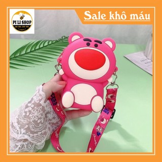 Túi gấu dâu túi đeo chéo chất liệu silicon - túi gấu cute