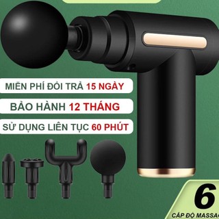 Máy massage cầm tay - súng massage cầm tay 4 đầu 6 chế độ. hàng chuẩn