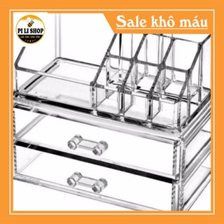 kệ đựng mĩ phẩm mica 3 tầng trong suốt có ngăn kéo, khay đựng mĩ phẩm,kệ mỹ phẩm - KỆ MỸ PHẨM 3 TẦNG