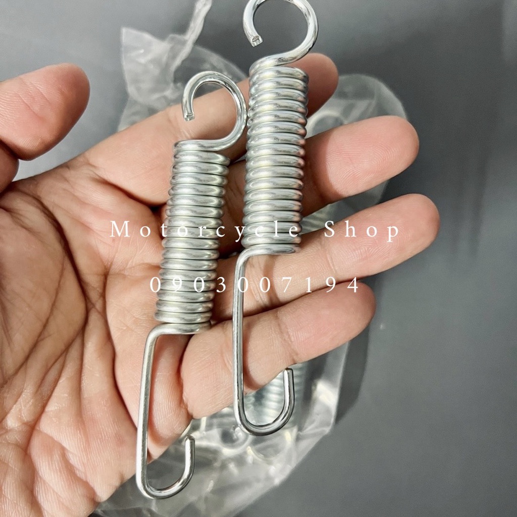 Lò xo chân chống nghiêng, gắn các dòng wave/ dream - chất liệu kim loại xi inox sáng bóng