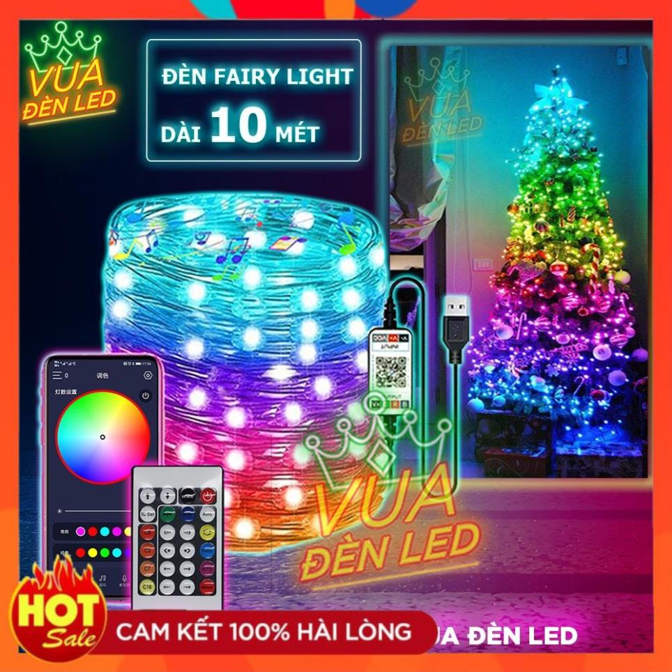 Đèn Fairy Light 16 triệu màu điều khiển APP điện thoại, dây led nháy đuổi decor phòng, trang trí tết, noel