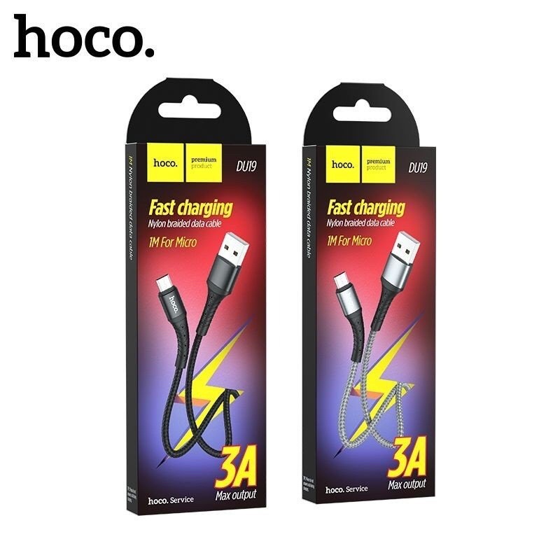 Cáp sạc Hoco DU19 Micro hỗ trợ sạc 3A dây dù chống gãy gập truyền dữ liệu nhanh chóng dài 1M cho Android