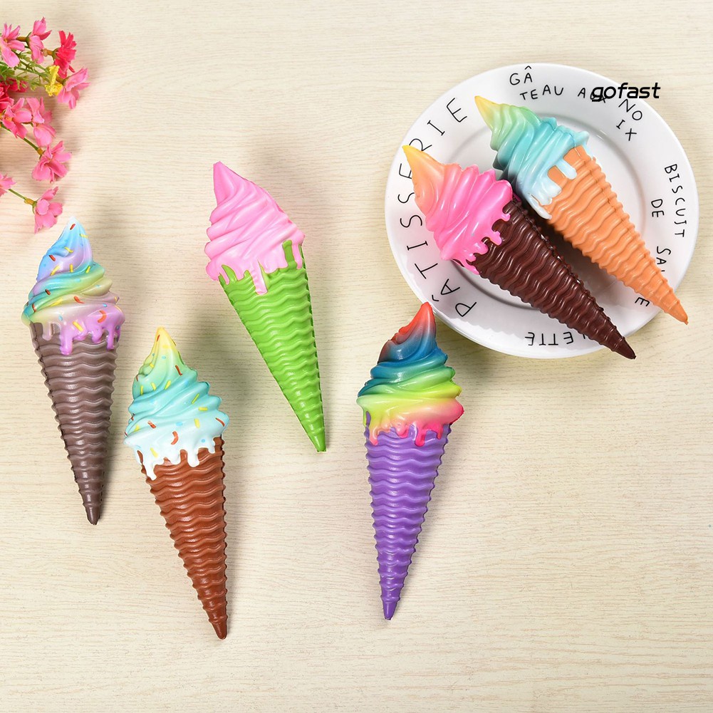 Đồ Chơi Xốp Squishy Giảm Stress Hình Kem Ốc Quế Nhiều Màu Dễ Thương Cho Bé