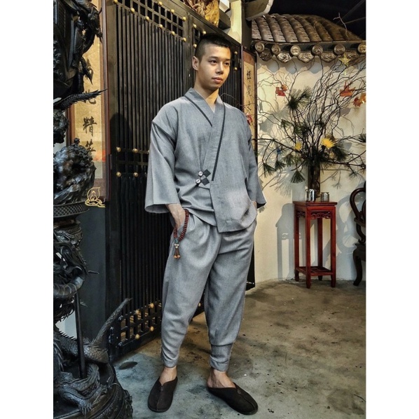 Đồ lam đi chùa nam- Bộ phật tử cho nam cao cấp chất linen mịn mát đủ size