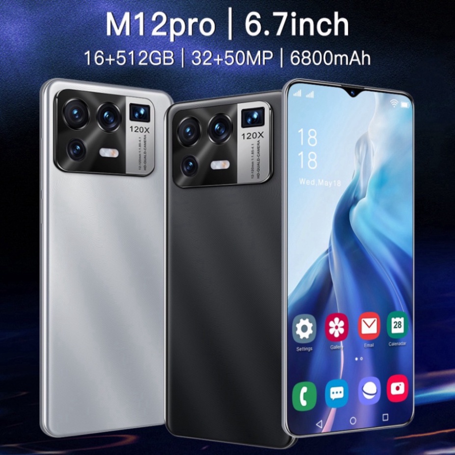 Điện thoại di động M12 pro mới 12+512GB nguyên bản smartphone bán điện thoại chơi game thẻ kép Android 5G COD