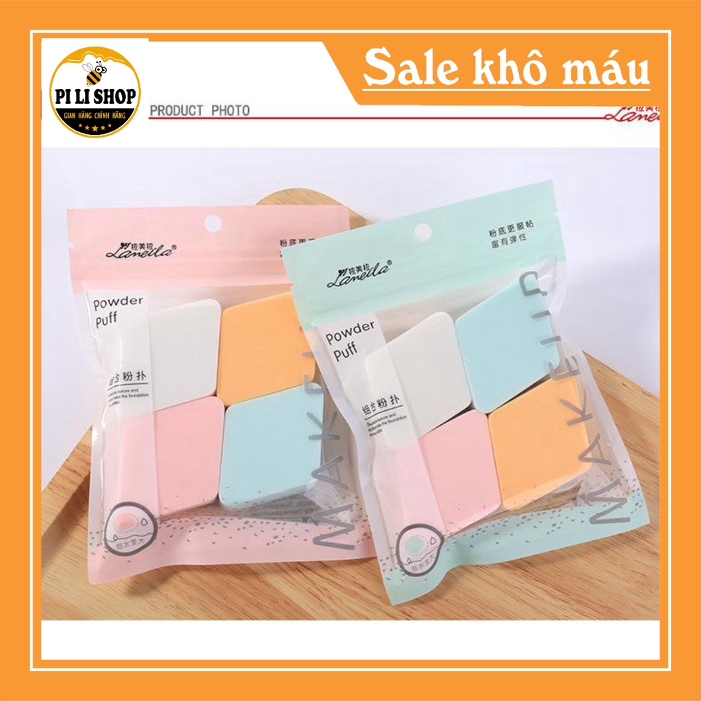 Mút trang điểm make up tán kem nền ( Gói 4 miếng )