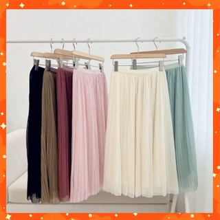 Chân váy midi xếp ly nhỏ dáng xòe công chúa kho sỉ chân váy hàn quốc