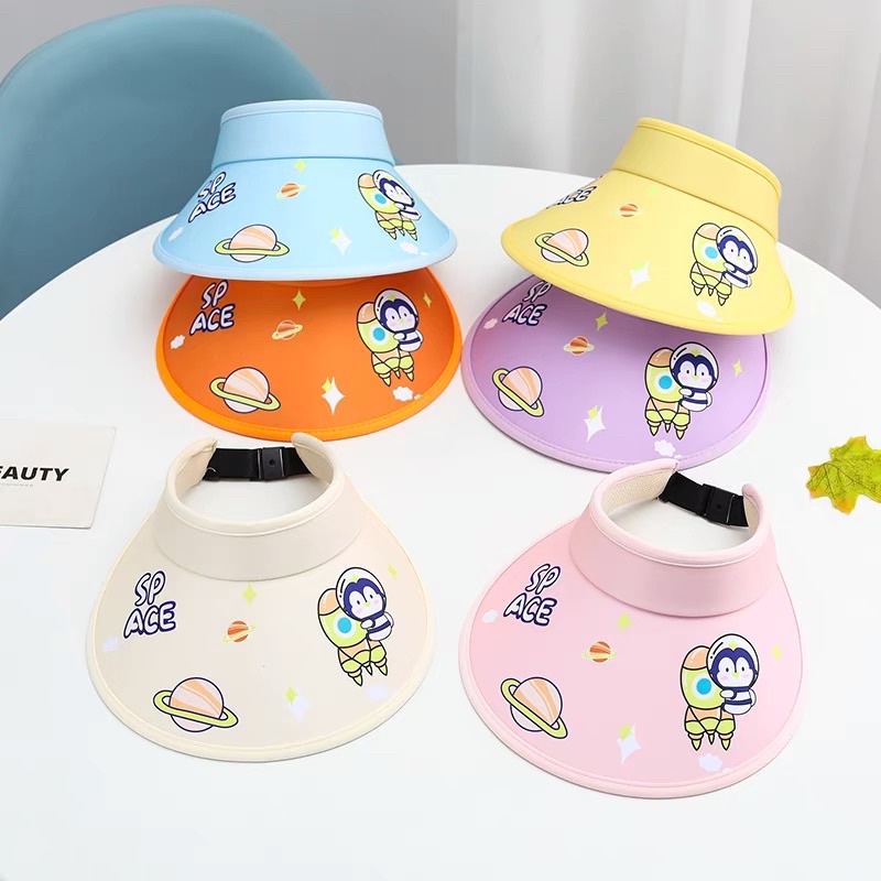 Mũ trẻ em vành rộng hở chóp chống nắng hình dễ thương , phù hợp 2 - 10 tuổi