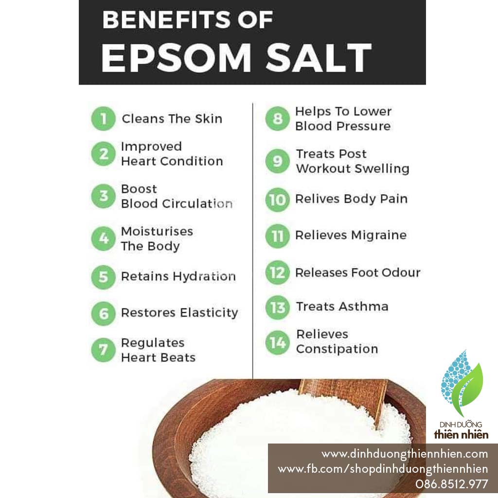 Muối Khoáng Epsom Salt Cao cấp Dùng Ngâm Chân, Cơ Thể & Làm Đẹp, 200g