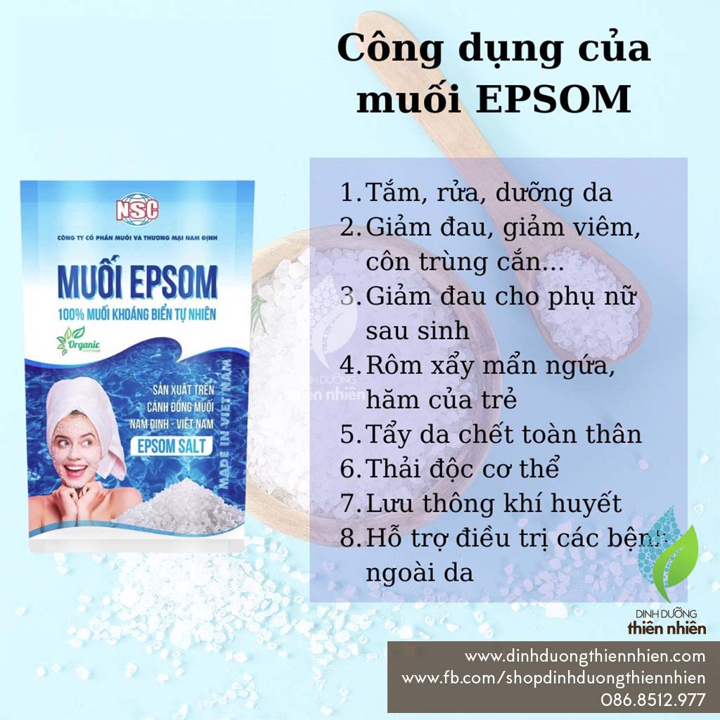 Muối Khoáng Epsom Salt Cao cấp Dùng Ngâm Chân, Cơ Thể & Làm Đẹp, 200g