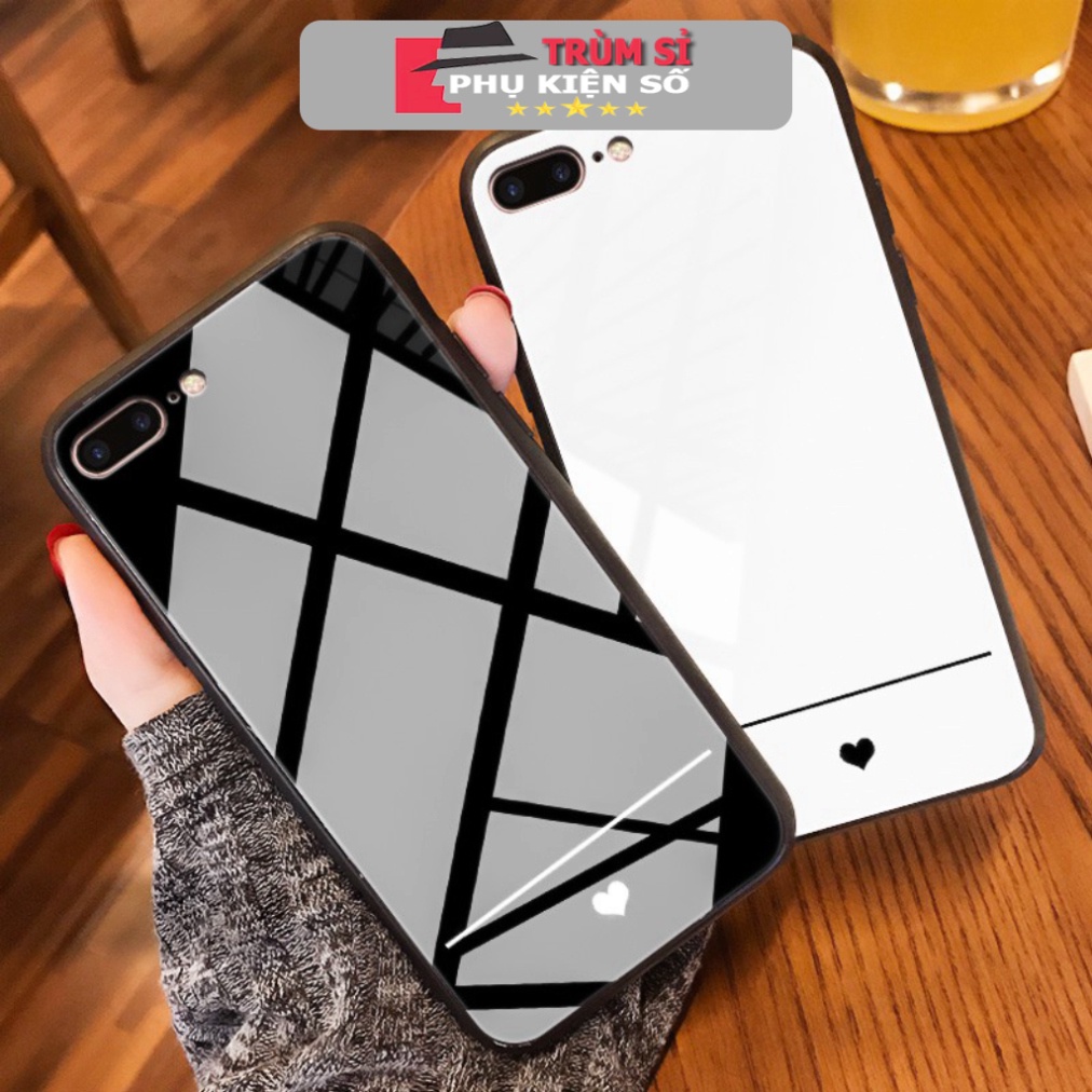 Ốp điện thoại mặt kính cường lực trên nền màu đen/trắng dành cho iphone 6 S 6S 6S 6S 6 6 6 7 8 PLUS XS MAX XR X k169 TS