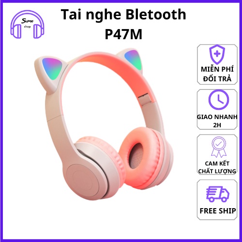 Tai nghe mèo Headphone Tai Bluetooth Không Dây Chụp Tai P47m - Có mic Đàm thoại -bảo hành 12 tháng