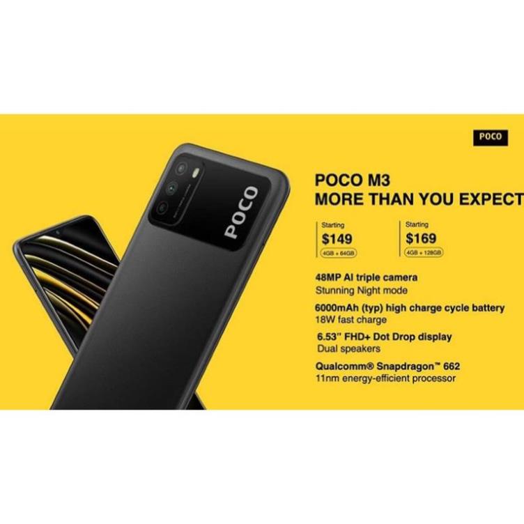 [MÃ GIẢM 500K] Điện thoại Xiaomi POCO M3 (4GB/128GB) bảo hành chính hãng 18 tháng - Taoshop - Máy mới | BigBuy360 - bigbuy360.vn