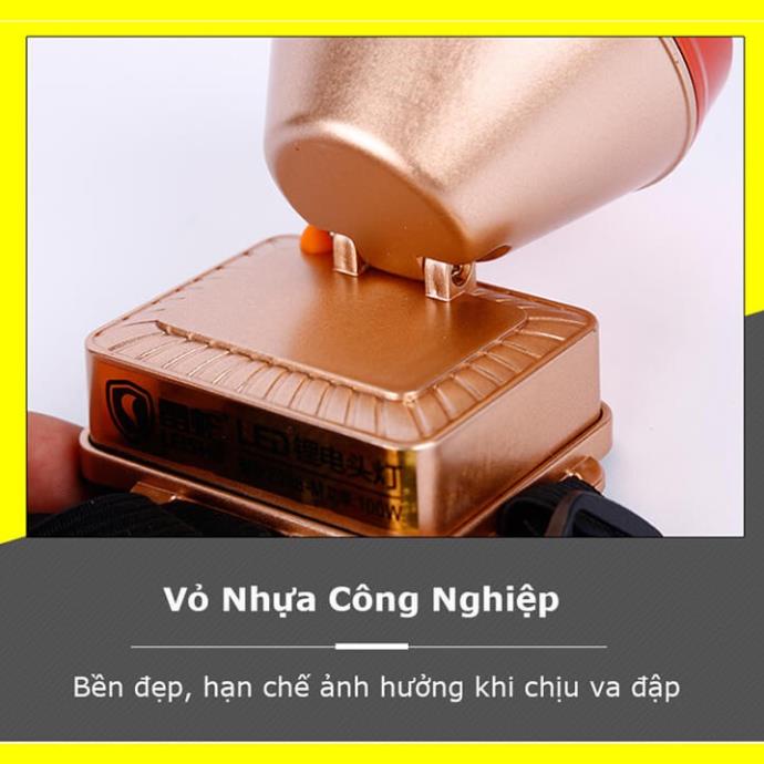 Đèn pin đội đầu siêu sáng chiếu xa 500m, đèn đội đầu 1 bóng pin trâu 3600mAh, chống thấm nước IPX6