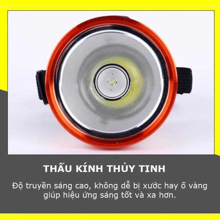 Đèn pin đội đầu siêu sáng chiếu xa 500m, đèn đội đầu 1 bóng pin trâu 3600mAh, chống thấm nước IPX6