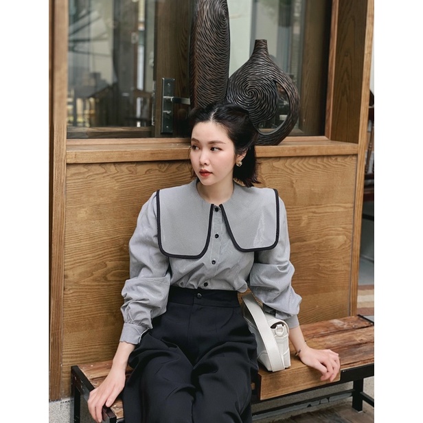 somi kẻ đen tăm - quần đen xuông lửng - Luu hanh