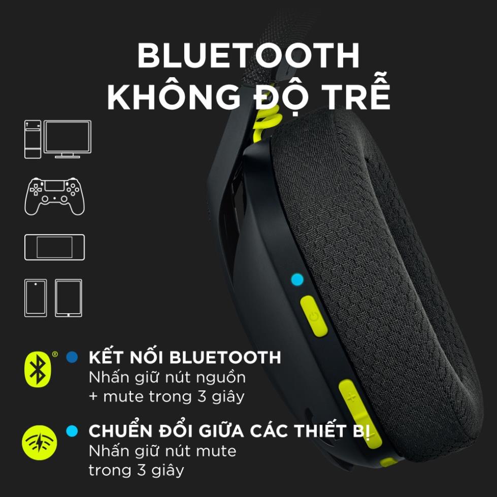 Tai nghe Gaming không dây Logitech G435 Kết nối Bluetooth/ UsbLightspeed - có Mic ảo tích hợp, nhẹ, PC/ Mobile/ PS5